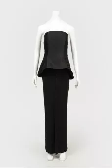Black Peplum Maxi Dress