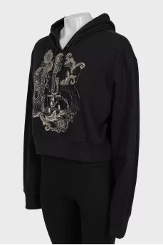 Hoodie decorated with beads and sequins