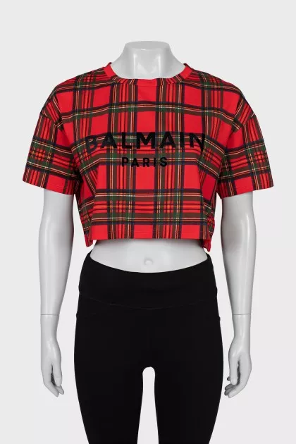 Cropped T-shirt with brand logo