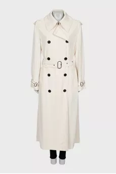 Loose fit trench coat with buttons and hook