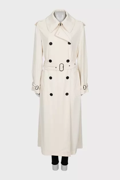 Loose fit trench coat with buttons and hook