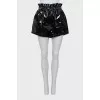 Patent leather shorts with belt