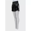 Patent leather shorts with belt