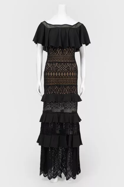 Lace dress on the floor with open shoulders