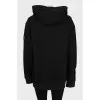 Black hoodie decorated with chains and rhinestones
