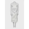 Dress decorated with embroidery and rhinestones