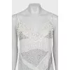 Dress decorated with embroidery and rhinestones