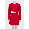 Red wool and silk dress with tag