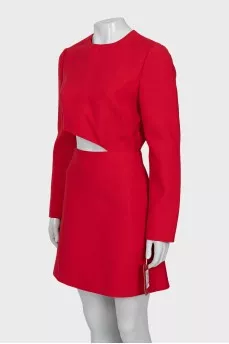 Red wool and silk dress with tag