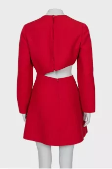 Red wool and silk dress with tag