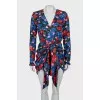 Silk dress with floral print draping