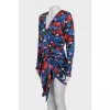 Silk dress with floral print draping