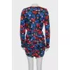 Silk dress with floral print draping