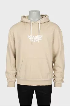 Men's beige hoodie with logo