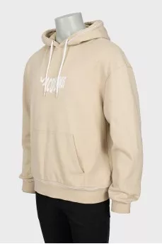 Men's beige hoodie with logo