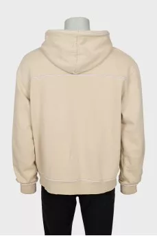 Men's beige hoodie with logo