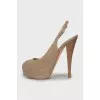High heel fabric slingbacks