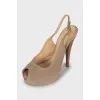High heel fabric slingbacks