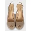High heel fabric slingbacks