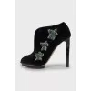 Suede shoes decorated with crystals