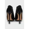 Suede shoes decorated with crystals