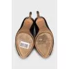 Suede shoes decorated with crystals