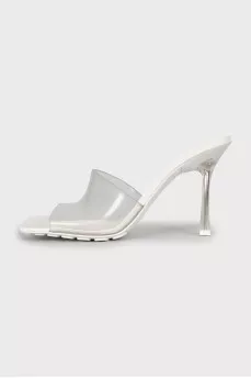 White stretch mules