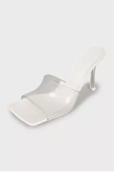 White stretch mules