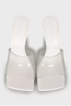 White stretch mules