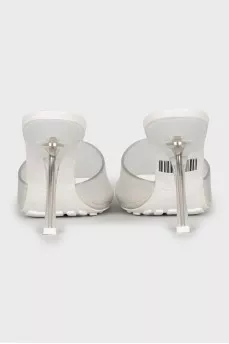 White stretch mules