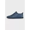 Men's blue leather and suede sneakers