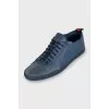 Men's blue leather and suede sneakers