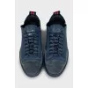 Men's blue leather and suede sneakers