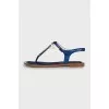 Blue geometric print sandals
