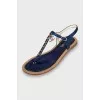 Blue geometric print sandals