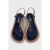 Blue geometric print sandals