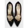Замшеві човники із золотистим декором