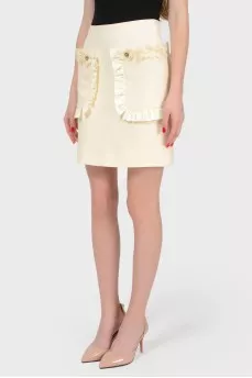 Skirt with patch pockets and frills with tag
