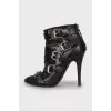 Leather ankle boots with buckles