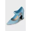 Blue suede heeled shoes