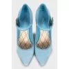Blue suede heeled shoes