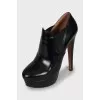 Leather ankle boots with platform and heel