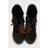 Suede stiletto ankle boots with fringe