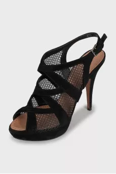 Suede mesh sandals
