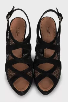 Suede mesh sandals