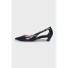 Blue leather pointed toe shoes
