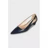 Blue leather pointed toe shoes