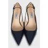 Blue leather pointed toe shoes