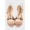 Beige leather wedge sandals