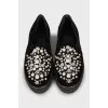 Slip-ons with beads and rhinestones